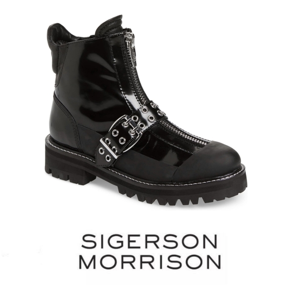 Sigerson Morrison Lug Sole Front Zip Booties - Picture 1 of 8